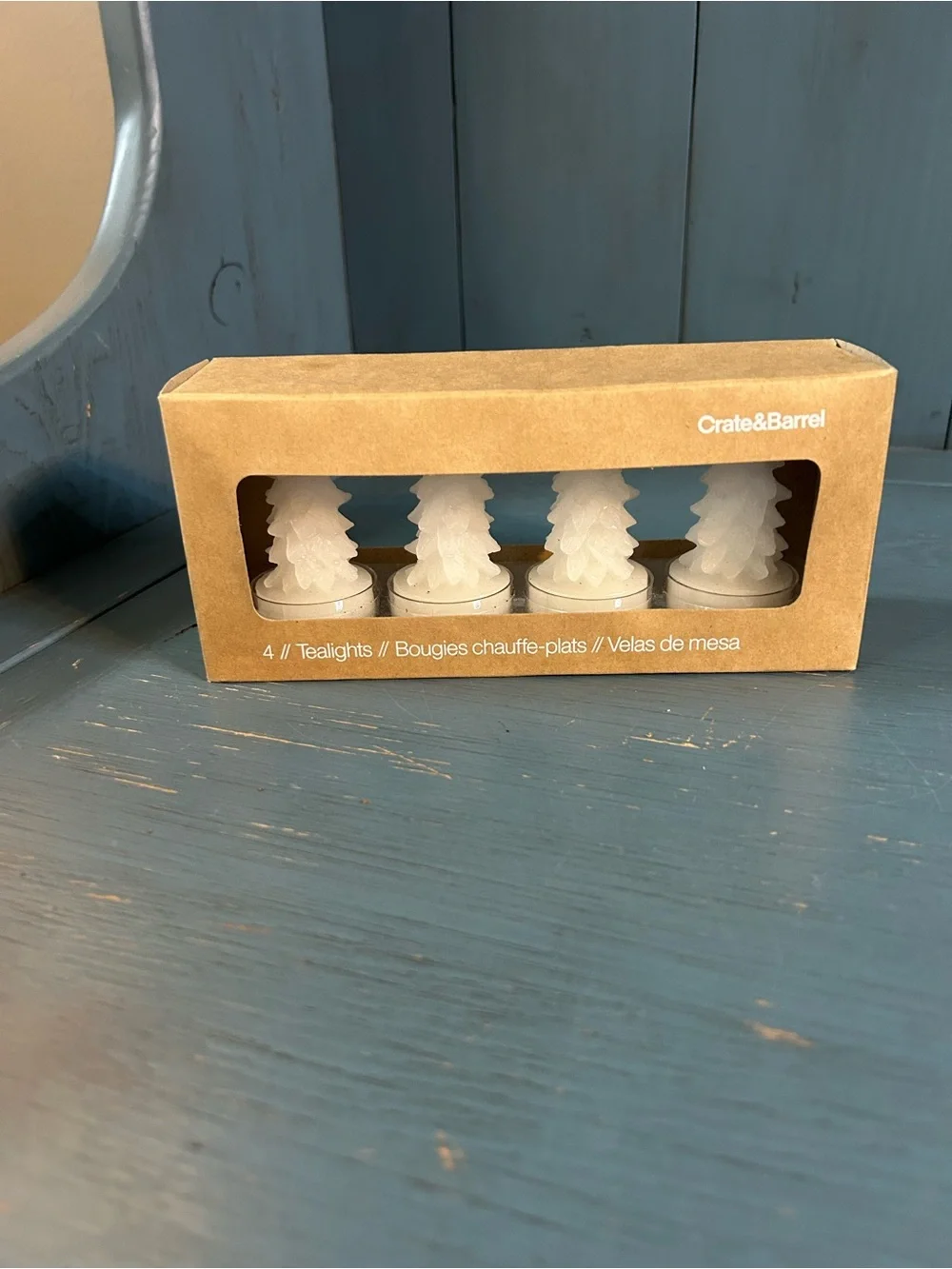 Crate&Barrel White Tree Tealight Candles - Set of 4